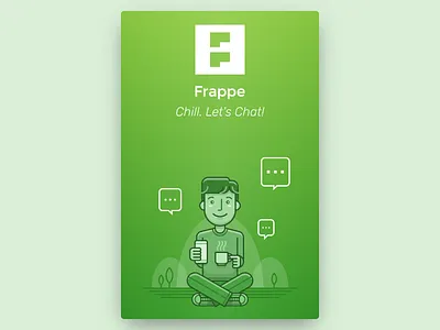 Frappe Chat App Splash Screen boy chill coffee illustration line logo men mobile onboarding people sitting vector