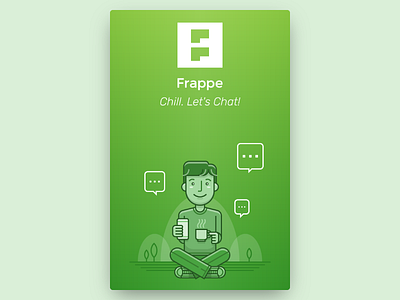 Frappe Chat App Splash Screen boy chill coffee illustration line logo men mobile onboarding people sitting vector