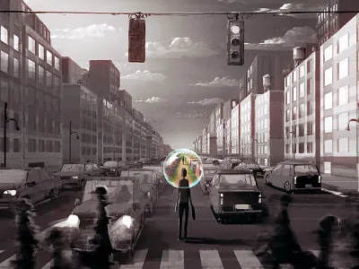 Own bubble bubble dreams illustration new york perception