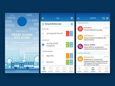 Public Bus Tracker App accident app bus flat illustration line map mobile onboard roadworks traffic ui