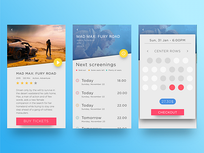 Book movie tickets - Day #8 booking card checkout cinema daily film floating movie seat ticket ui widget
