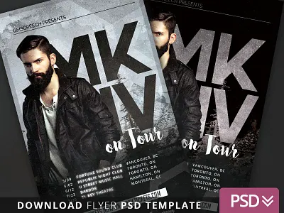 DJ Infinity Tour Flyer Template beard brown color dated dates flyer graphicriver