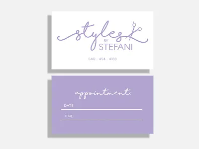 Business Card businesscard card haircut hairstylist purple scissors