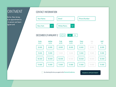 Reservation UI booking reservation schedule ui ux