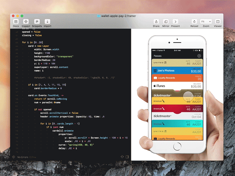 Day 1: Apple Wallet App animation apple cards framer framer100 framerjs pay scroll wallet