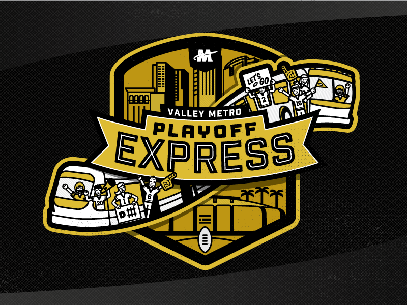 Jump on the Bandwagon bus college football football championship seal illustration light rail