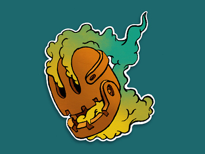 Smoking Robo Head illustration robot sticker stickermule