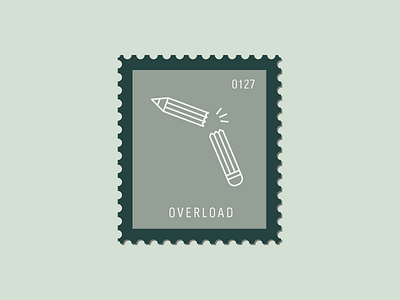 Overload broken pencil daily postage icon illustration pen pencil postage stamp vector