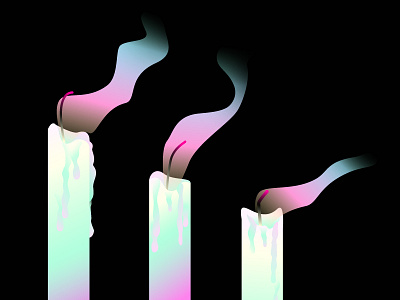 Flames candle design fire gradient illustration neon pastel vector