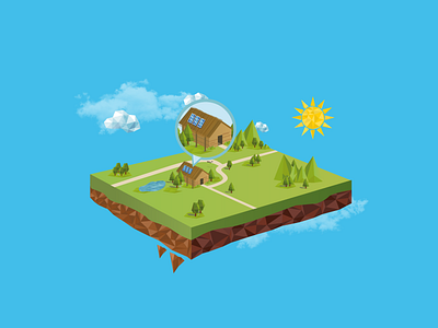 Hybrytec Illustration field illustration land solar energy vector