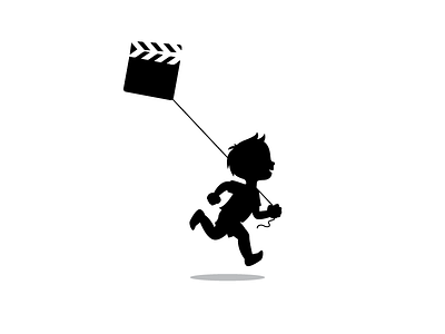 KID + CLAPPER BOARD + KITE clapper board film identity kid kite logo logotype mark minimal movie run symbol