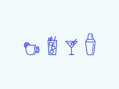 Cocktail Set bar cocktails flat icons line martini mojito moscow mule