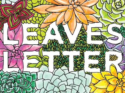 Leaves & Letters coloring illustration leaves letters