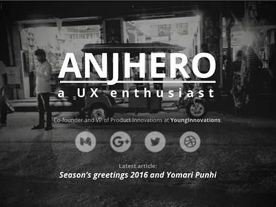 anjhero.me no scroll one pager personal site