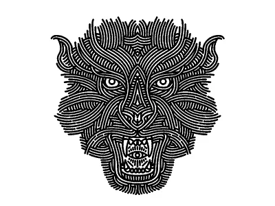 black panther - (for) print animal beast cat design graphic illustration linework panther print screen printing