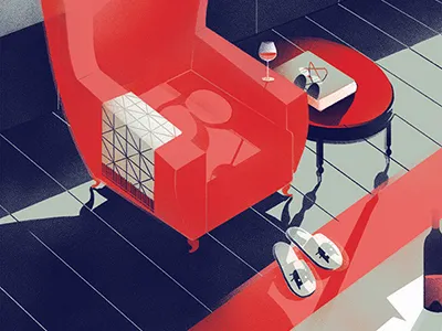 Routine armchair giovanna giuliano home illustration relax sunday morning wine