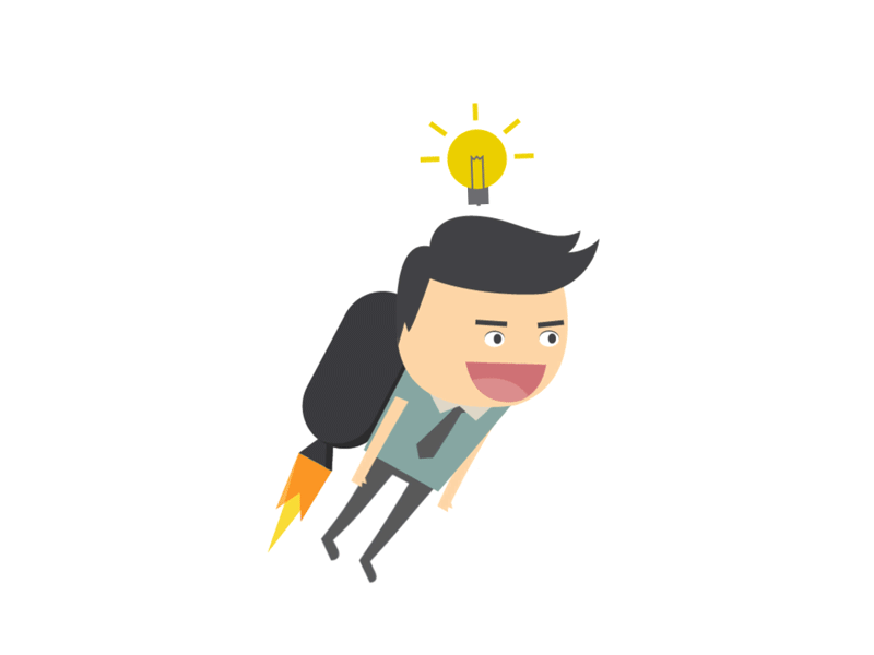 Marketer Guy animation flat flight fly illustration man marketer marketing rocket super