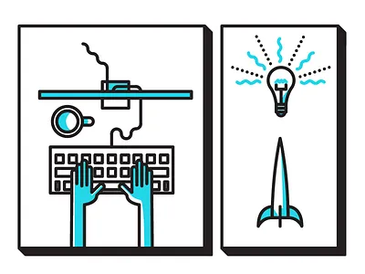 BLP Icons - Ideation blackstone computer cyan fill icon illustrator stroke vector