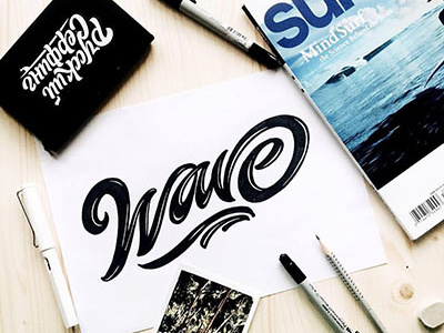 sketch "wave" art hand lettering logo print sketch type