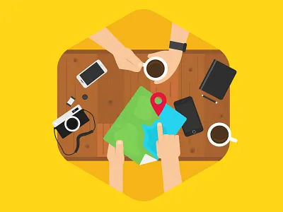 Travel illustration art brown clean color drawing flat graphic design illustration map simple vector yellow