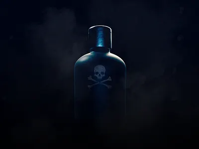 Poison 3d bottle c4d cinema model pirate product render