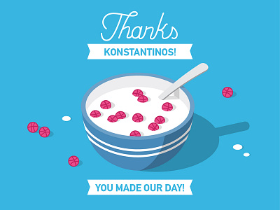 Hello, Dribbble! cereal debuts dribbble first shot hello invitation thanks thanks shot
