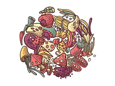 Creature Circle Doodle abstract character creature digital painting illustration ipad procreate