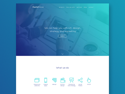 DigitalHouse agency website clean interface landing page minimal minimalistic simple ui visual design web website