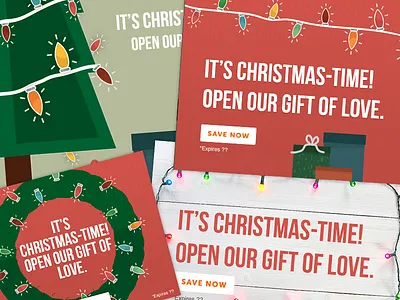 Holiday cutting room floor advertising banners easy illlustrstion simple typography