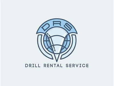 Drill Rental Logotype blue brand circle circular drill globe logo rental service world