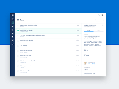 Tasks clean flat interface layout minimal navigation salesforce tasks ui ux web