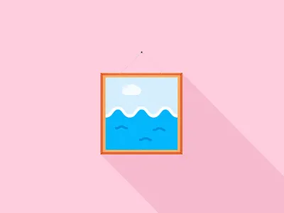 W_aves blue design draw flat icon illustration lettering logo minimal pink vector