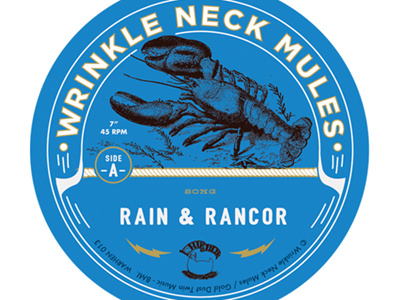 7" Record Label - Side A band lobster lp on wax record label seven inch