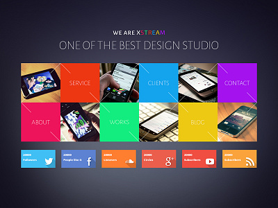 XSTREAM - Metro Style PSD Template agency creative interface metro minimal one page photoshop portfolio psd template single page ui ux
