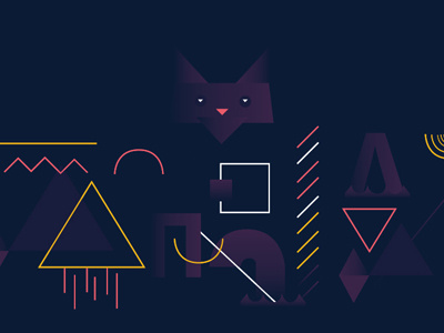 Meow art cat flat kitty shapes vector