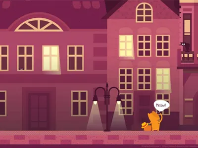 I'm home! cat flat illustration kitty series