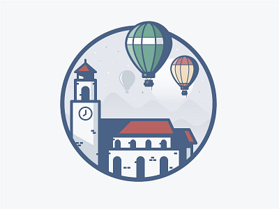 Boise Train Depot daily challenge hot air balloon icon mountains stars sun vector