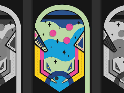 Pinball WIP arcade game illustration pinball stars