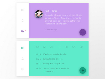 Widgets calendar colors flat interface material message notification organizer to do ui ux widget