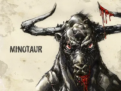 #31DaysofMonsters DAY 16: Minotaur bull creature greek greekmythology horror horrormacabre illustration labyrinth minotaur monster mythology scary