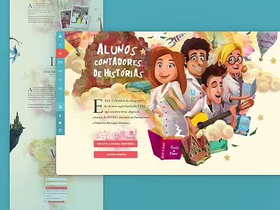 Student Storytellers Hotsite beige child colorful fantasy illustration interface kids ui