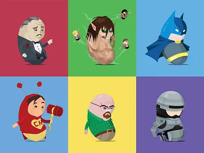 Fellowbeans batman beans breaking bad chapolin color godfather illustration pop robocop walter white