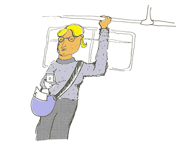 Girl on Train: Humans of Newark bag digital drawing humans illustration newark newyork paint phone subway train