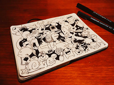 Random doodles black doodle moleskine monsters pen