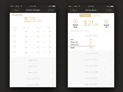 BetterBank - iOS Concept App app bank branding budget concept gold ios mobile product design ui ux