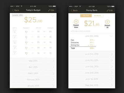 BetterBank - iOS Concept App app bank branding budget concept gold ios mobile product design ui ux