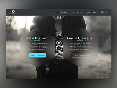 Career Genie - An Interactive Career Test app career dark design product design ui ux web