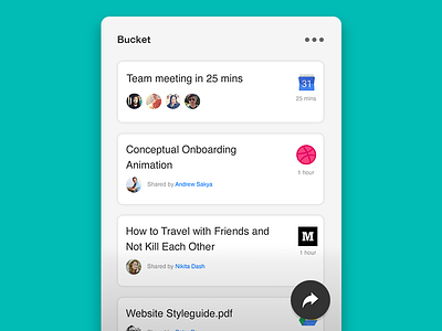 Bucket App bucket calendar cards collection concept g drive inspiration share ui ux