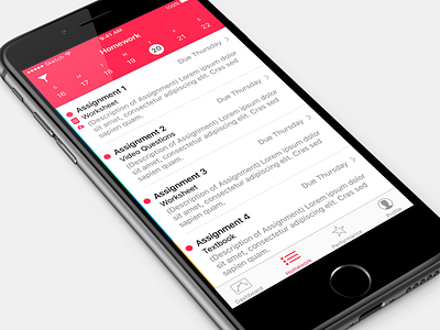 Homework App app apple color ios list simple tab