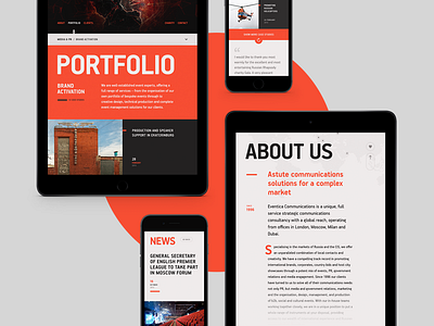 Eventica Communications website eventica red responsive site ui ux web